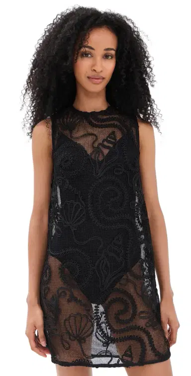 Ganni Embroidered Net Boxy Mini Dress | Thumbnail 1