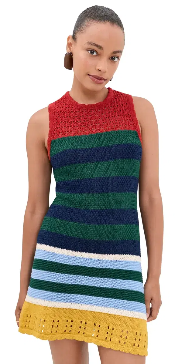 SIMONMILLER Yvonne Knit Mini Dress Brick tripe Combo