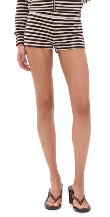 LIONESS Bloom Knit Short Beige Chocolate Stripe | Thumbnail 1 LIONESS Bloom Knit Short Beige Chocolate Stripe | Thumbnail 1