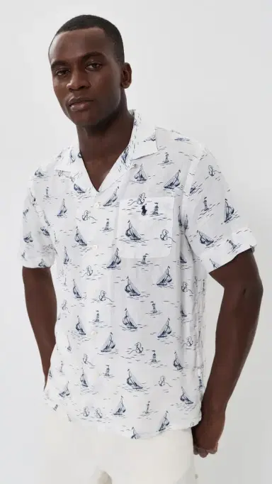 Polo Ralph Lauren Sailboat Anchor Linen Andy Camp Shirt Sailboat Anchor Convo | Thumbnail 2 Polo Ralph Lauren Sailboat Anchor Linen Andy Camp Shirt Sailboat Anchor Convo | Thumbnail 2