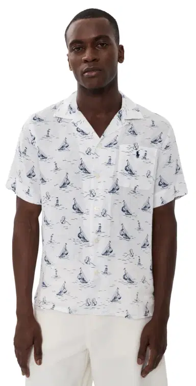 Polo Ralph Lauren Sailboat Anchor Linen Andy Camp Shirt Sailboat Anchor Convo | Thumbnail 1 Polo Ralph Lauren Sailboat Anchor Linen Andy Camp Shirt Sailboat Anchor Convo | Thumbnail 1