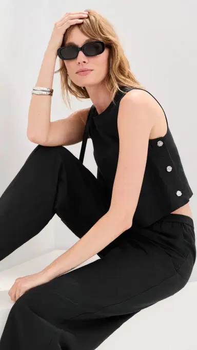 LE BOP Margot Linen Cropped Blouse Black | Thumbnail 2 LE BOP Margot Linen Cropped Blouse Black | Thumbnail 2