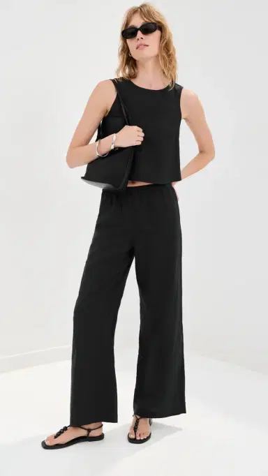 LE BOP Margot Linen Cropped Blouse Black | Thumbnail 6 LE BOP Margot Linen Cropped Blouse Black | Thumbnail 6
