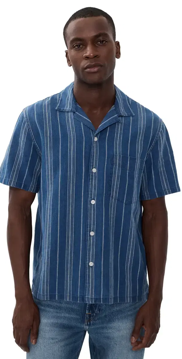 hort leeve Indigo Novelty hirt Neal tripe