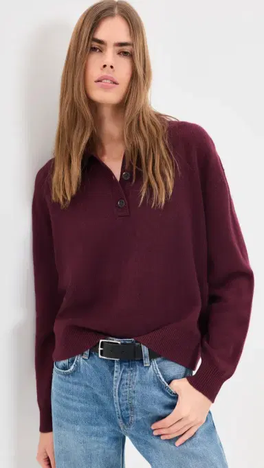 Anine Bing Lee Polo Sweater Fig | Thumbnail 2 Anine Bing Lee Polo Sweater Fig | Thumbnail 2