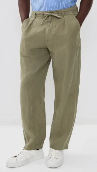 Polo Ralph Lauren Original Label Linen Pleated Relaxed Pants Sage Green | Thumbnail 2
