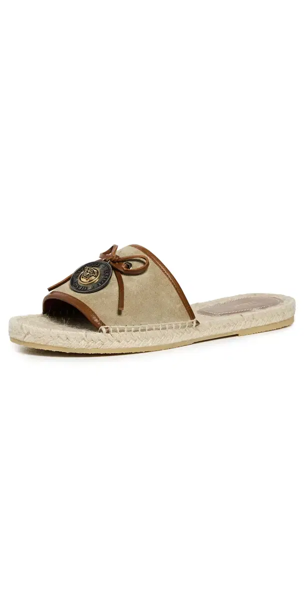 Versace Suede and Calf Leather Espadrilles Mud/Chestnut/Gold