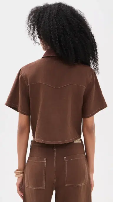 Le Jean Linen Short Sleeve Swing Shirt Cocoa | Thumbnail 3 Le Jean Linen Short Sleeve Swing Shirt Cocoa | Thumbnail 3