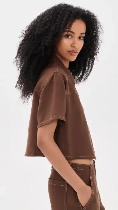Le Jean Linen Short Sleeve Swing Shirt Cocoa | Thumbnail 4 Le Jean Linen Short Sleeve Swing Shirt Cocoa | Thumbnail 4