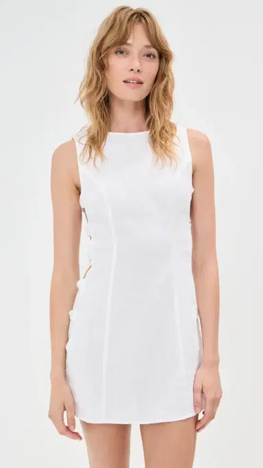 LE BOP Jane Linen Mini Dress White | Thumbnail 3
