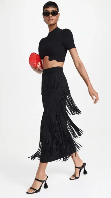 SIMONMILLER Za Za Knit Fringe Skirt Black | Thumbnail 2 SIMONMILLER Za Za Knit Fringe Skirt Black | Thumbnail 2