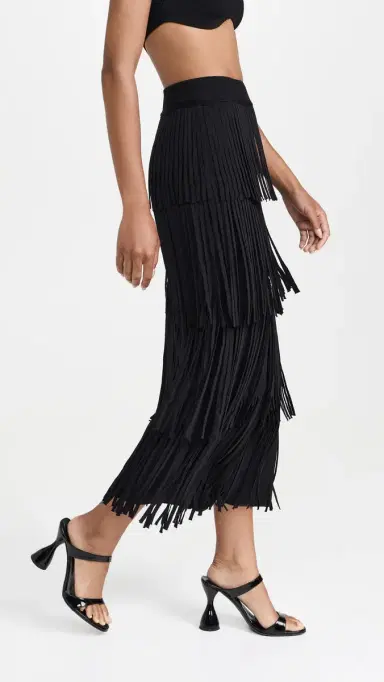 SIMONMILLER Za Za Knit Fringe Skirt Black | Thumbnail 4 SIMONMILLER Za Za Knit Fringe Skirt Black | Thumbnail 4