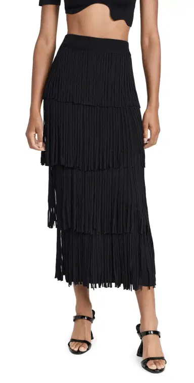 SIMONMILLER Za Za Knit Fringe Skirt Black | Thumbnail 1 SIMONMILLER Za Za Knit Fringe Skirt Black | Thumbnail 1