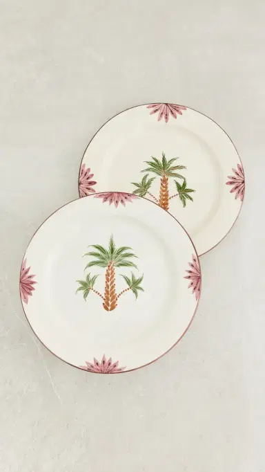 LES OTTOMANS Tree Hand Painted Ceramic Charger Plate Set | Thumbnail 2