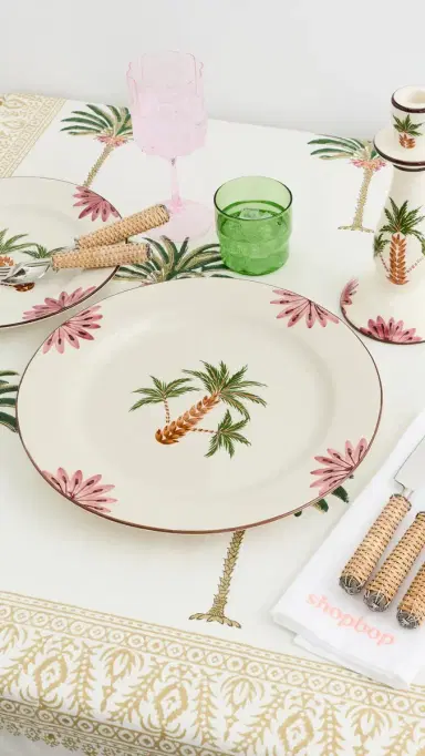LES OTTOMANS Tree Hand Painted Ceramic Charger Plate Set | Thumbnail 3