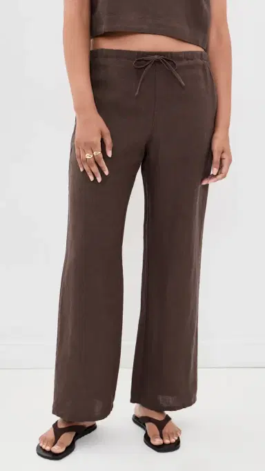 Marine Layer Perfect Linen Drawstring Pants Chocolate S | Thumbnail 2 Marine Layer Perfect Linen Drawstring Pants Chocolate S | Thumbnail 2