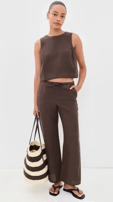 Marine Layer Perfect Linen Drawstring Pants Chocolate S | Thumbnail 5 Marine Layer Perfect Linen Drawstring Pants Chocolate S | Thumbnail 5