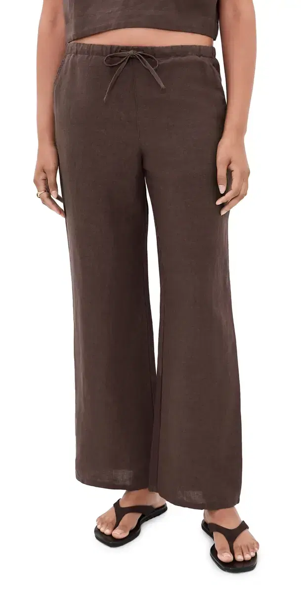 Perfect inen Drawstring Pants Chocolate