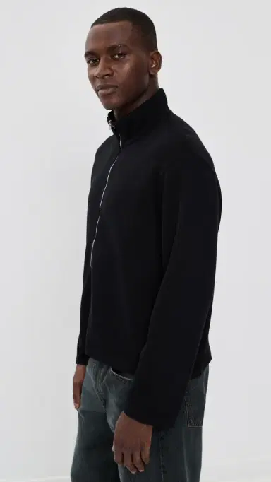 Our Legacy Ribbed Zip Sweater Jacket Black Athletic Rib | Thumbnail 4