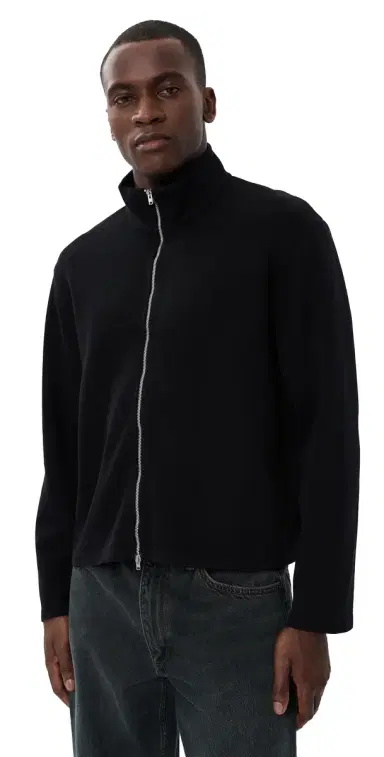 Our Legacy Ribbed Zip Sweater Jacket Black Athletic Rib | Thumbnail 1