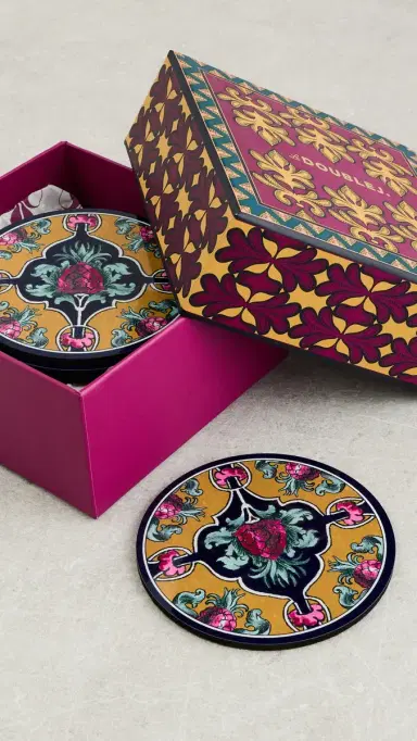 La DoubleJ Set of 4 Disk Coasters Ananas One Size | Thumbnail 2