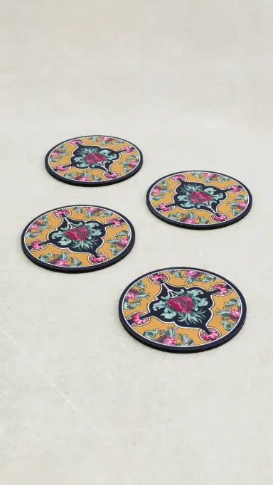 La DoubleJ Set of 4 Disk Coasters Ananas One Size | Thumbnail 3