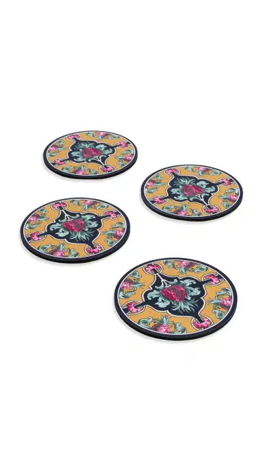 La DoubleJ Set of 4 Disk Coasters Ananas One Size | Thumbnail 5