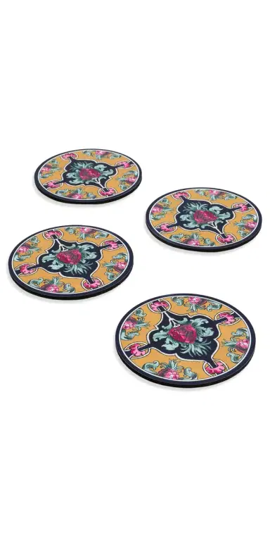 La DoubleJ Set of 4 Disk Coasters Ananas One Size | Thumbnail 1
