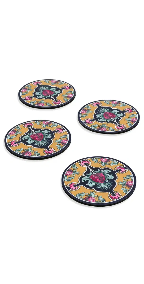 La DoubleJ Set of 4 Disk Coasters Ananas One Size