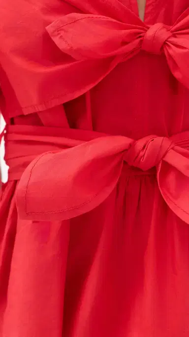 Ganni Cotton Poplin Bow Blouse Racing Red 40 | Thumbnail 6