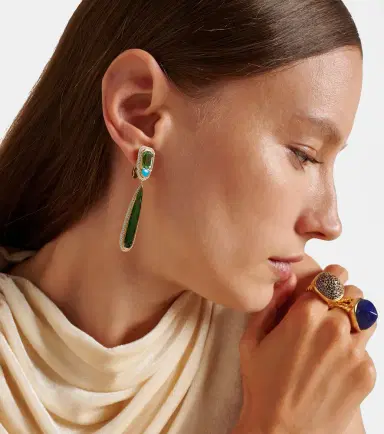 Marina B Quarta 18kt gold drop earrings with diamonds and gemstones | Thumbnail 2
