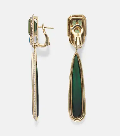 Marina B Quarta 18kt gold drop earrings with diamonds and gemstones | Thumbnail 4