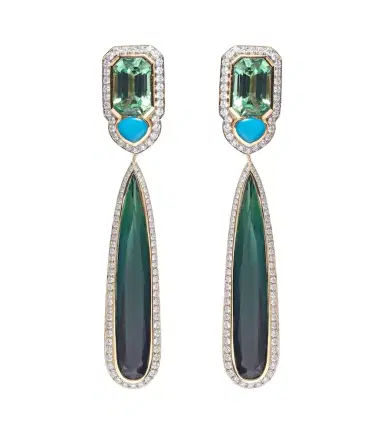 Marina B Quarta 18kt gold drop earrings with diamonds and gemstones | Thumbnail 1