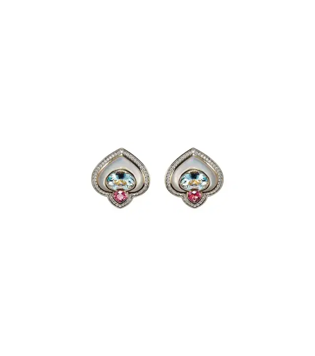 Marina B Popillia 18kt gold clip-on earrings with gemstones
