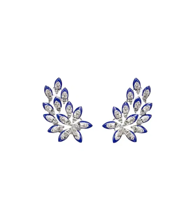 Kamyen Petal 18kt white gold earrings with diamonds