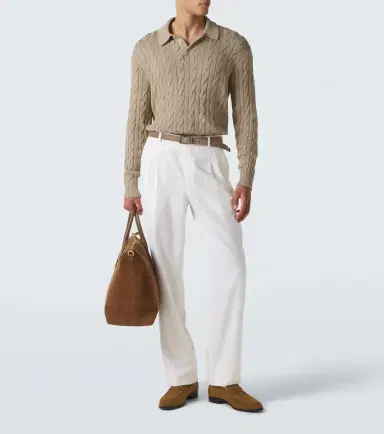 Ralph Lauren Purple Label Cable-knit cotton and silk polo sweater | Thumbnail 2 Ralph Lauren Purple Label Cable-knit cotton and silk polo sweater | Thumbnail 2