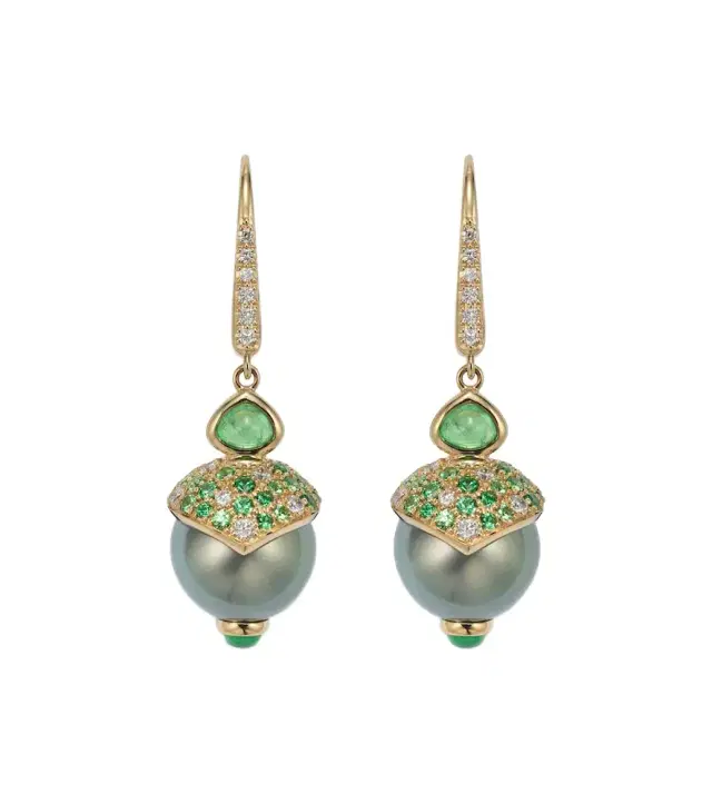 Marina B 18kt gold drop earrings with gemstones