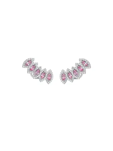 Wish Fine Jewelry 2.12ct Pink Sapphire Diamond 18K Gold Climber Earrings | Thumbnail 1