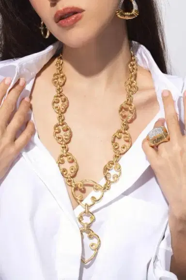DAVID WEBB Arabesque Loop Long Chain Necklace | Thumbnail 3