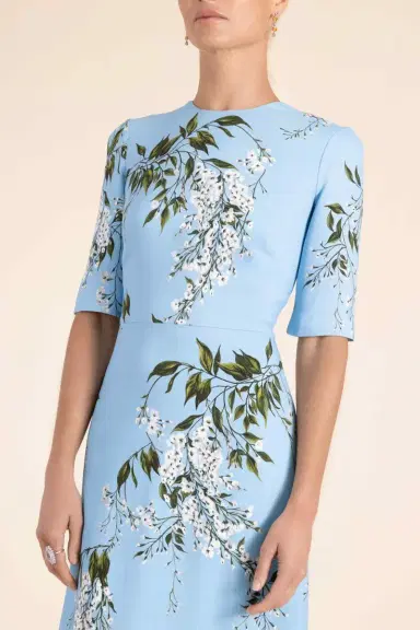 MONIQUE LHUILLIER Short Sleeve Floral Gown | Thumbnail 3