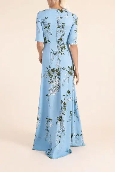 MONIQUE LHUILLIER Short Sleeve Floral Gown | Thumbnail 4