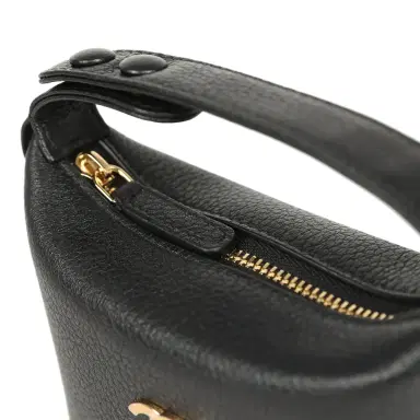 Chanel Chanel Micro Top Handle Round Hobo Pouch Black Grained Calfskin Gold Hardware | Thumbnail 7