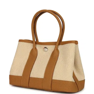HERMÈS Hermes Garden Party Neo 23 Sesame-Ecru Toile H Canvas and Sesame Negonda Palladium Hardware | Thumbnail 5