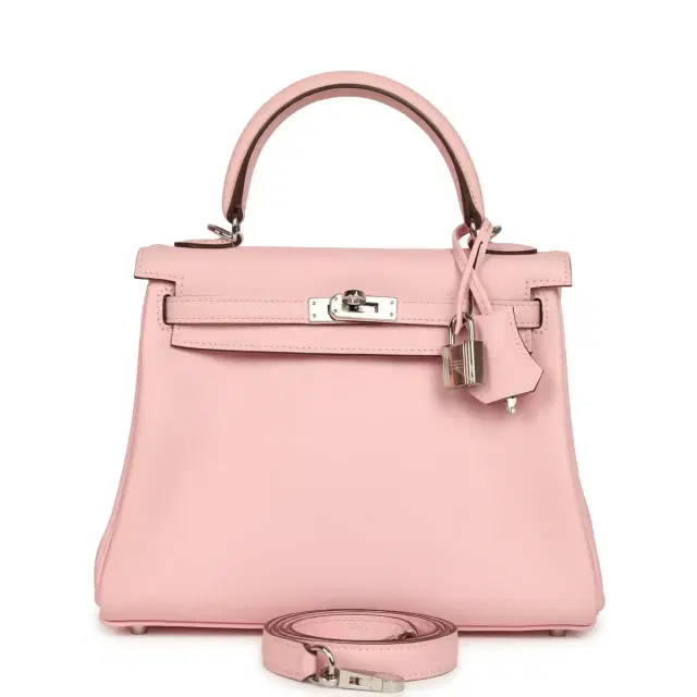 hermes Hermes Kelly Retourne 25 Rose Sakura Swift Palladium Hardware