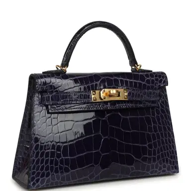 HERMÈS Hermes Kelly Sellier 20 Bleu Encre Shiny Alligator Gold Hardware | Thumbnail 2 HERMÈS Hermes Kelly Sellier 20 Bleu Encre Shiny Alligator Gold Hardware | Thumbnail 2