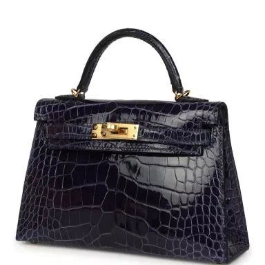 HERMÈS Hermes Kelly Sellier 20 Bleu Encre Shiny Alligator Gold Hardware | Thumbnail 5 HERMÈS Hermes Kelly Sellier 20 Bleu Encre Shiny Alligator Gold Hardware | Thumbnail 5