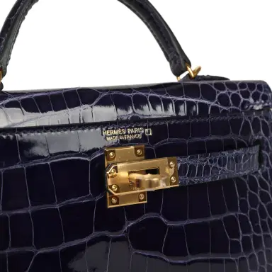 HERMÈS Hermes Kelly Sellier 20 Bleu Encre Shiny Alligator Gold Hardware | Thumbnail 7 HERMÈS Hermes Kelly Sellier 20 Bleu Encre Shiny Alligator Gold Hardware | Thumbnail 7
