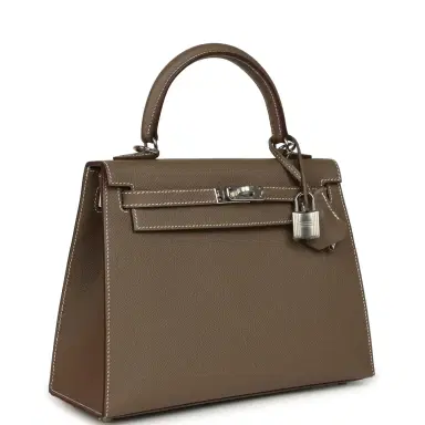 HERMÈS Hermes Kelly Sellier 25 Etoupe Epsom Palladium Hardware | Thumbnail 2