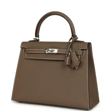 HERMÈS Hermes Kelly Sellier 25 Etoupe Epsom Palladium Hardware | Thumbnail 5
