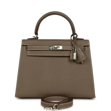 HERMÈS Hermes Kelly Sellier 25 Etoupe Epsom Palladium Hardware | Thumbnail 1